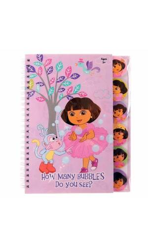 Dora The Explorer Spiral Notebook "How Many Bubbles Do You See" with 6 Side Tabs