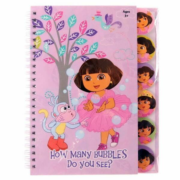 Dora The Explorer Spiral Notebook "How Many Bubbles Do You See" with 6 Side Tabs