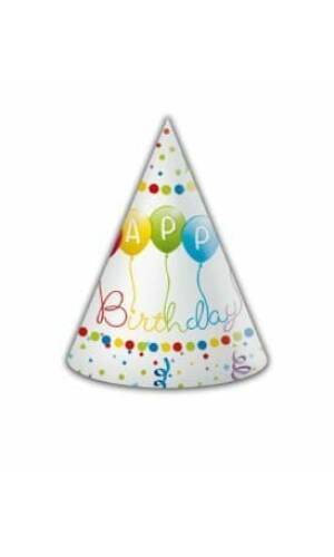 Happy Birthday Streamers Hats - 6pk