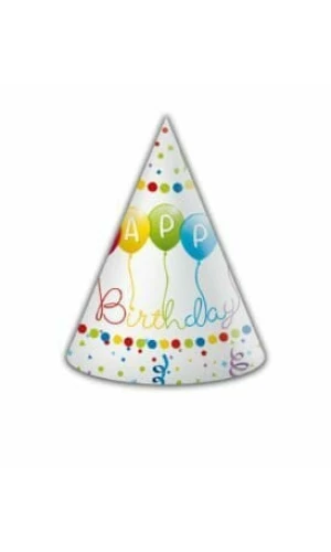 Happy Birthday Streamers Hats - 6pk