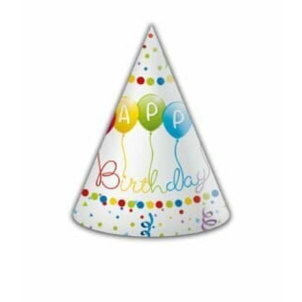 Happy Birthday Streamers Hats - 6pk