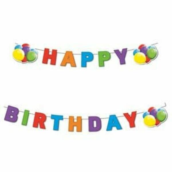 Flying Balloons Happy Birthday Die-cut  Banner