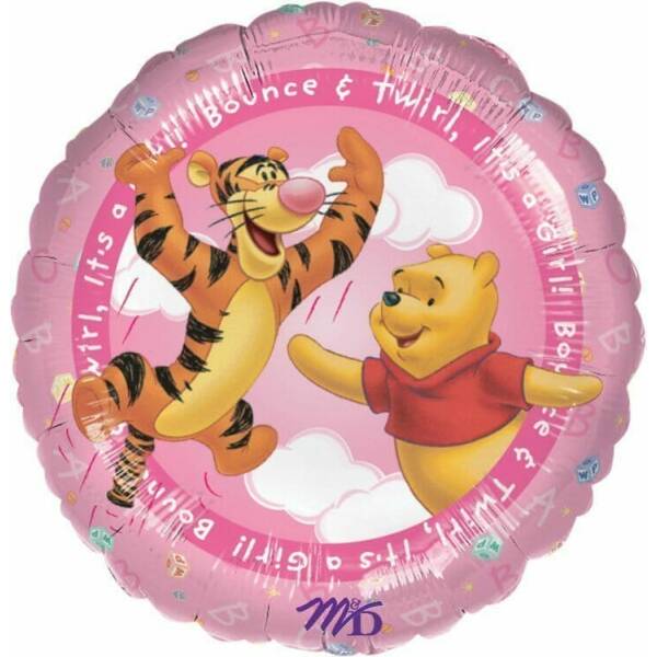 It's A Girl Winnie The Pooh Round Foil Balloon 18"