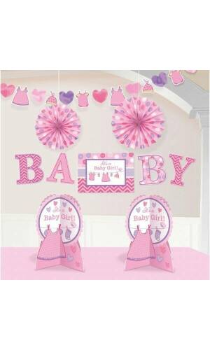It's A Girl Baby Shower With Love Decoration Kit - 10pcs