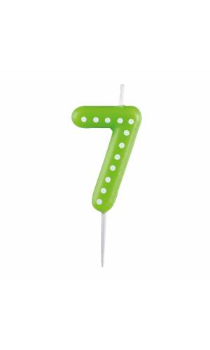 Numeral Candle 7 Dots & Stripes Height 6.5 cm