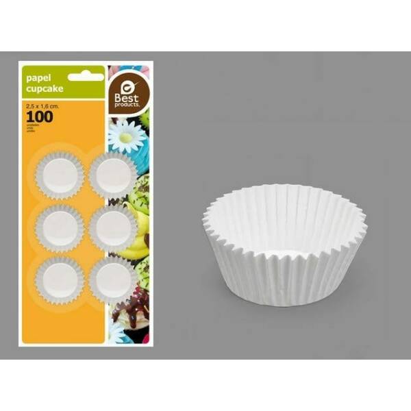 BLISTER 100 WHITE MUFFIN MOLD 2,50 X 1,60 CM