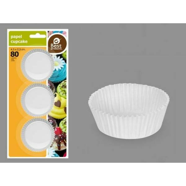 BLISTER 80 WHITE MUFFIN MOLD 4,30 X 2,30 CM