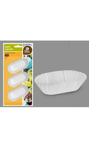 BLISTER 60 WHITE LONG MUFFIN MOLD 5,30 X 2,50 X 2,30 CM