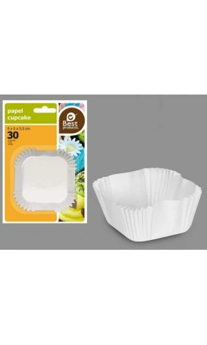 BLISTER 60 WHITE SQUARE MUFFIN MOLD 5 X 5 X 3,30 CM