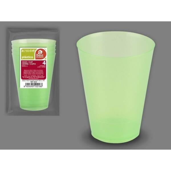 Unbreakable Green Cup 500 Cc pp - 4pk