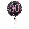 30 Happy Birthday Black/Pink Foil Balloon 18'' - 45cm