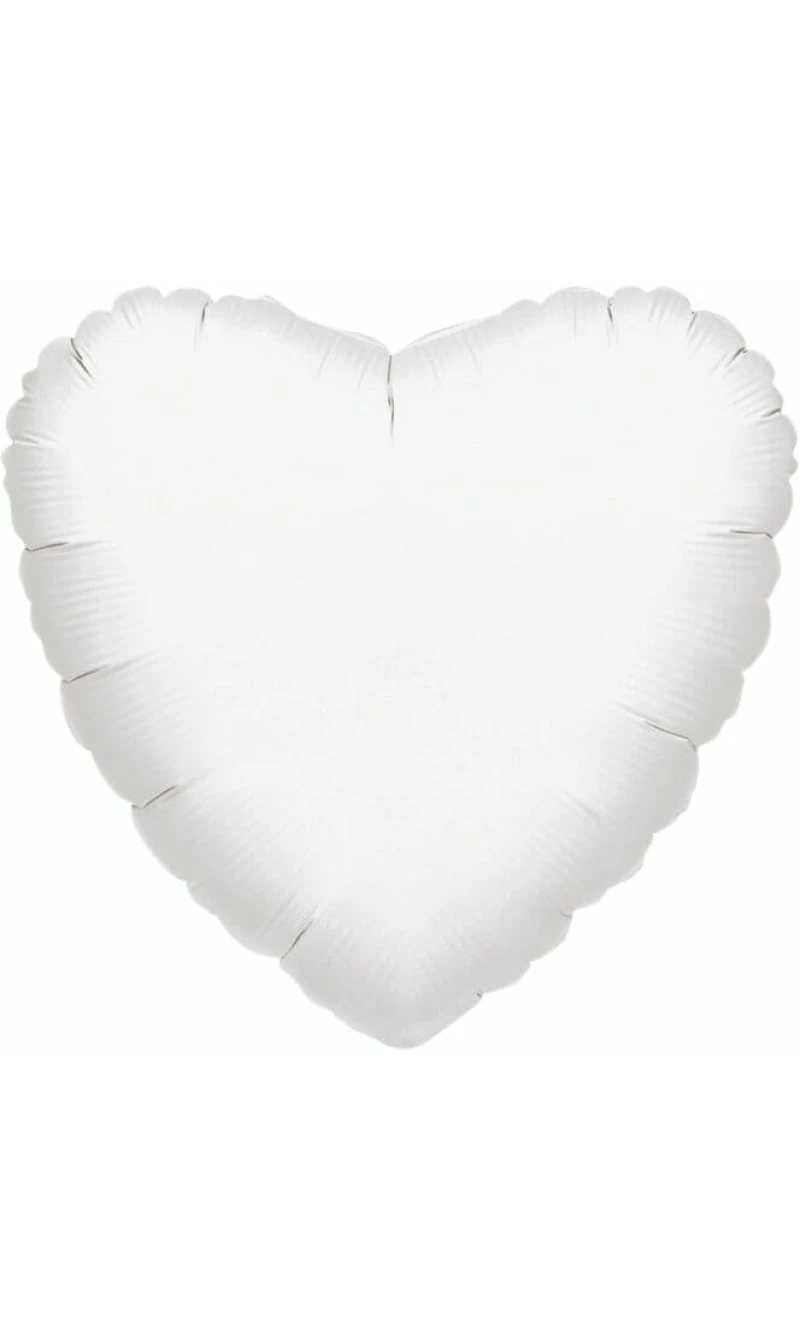 Metallic White Heart Foil Balloon 18''