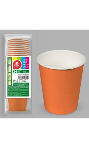 Paper Cups 200ml Orange - 24pk