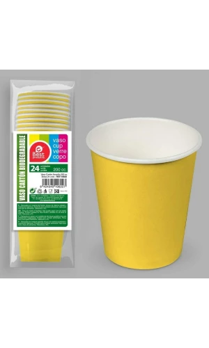 Paper Cups 200ml Yellow - 24pk