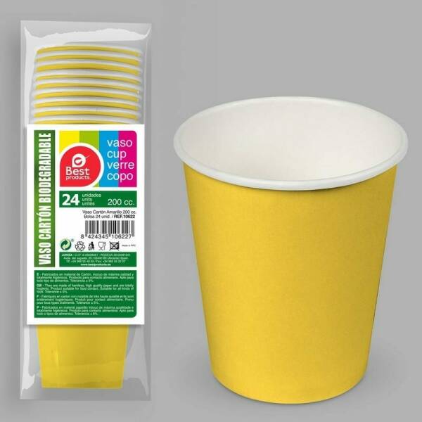 Paper Cups 200ml Yellow - 24pk