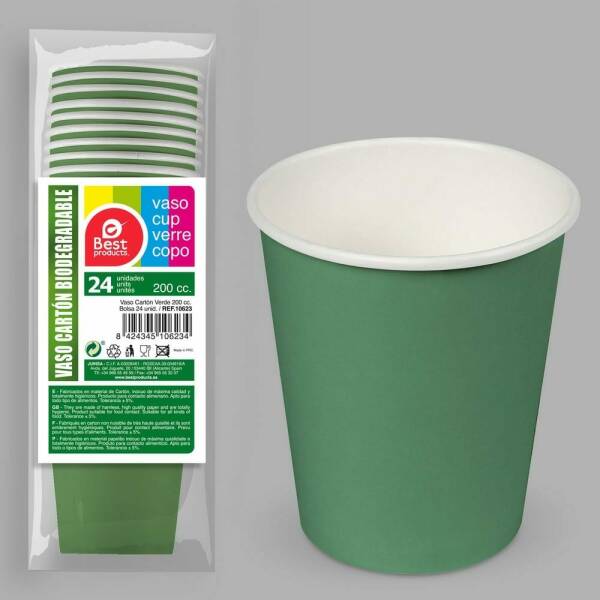 Paper Cups 200ml Creen - 24pk