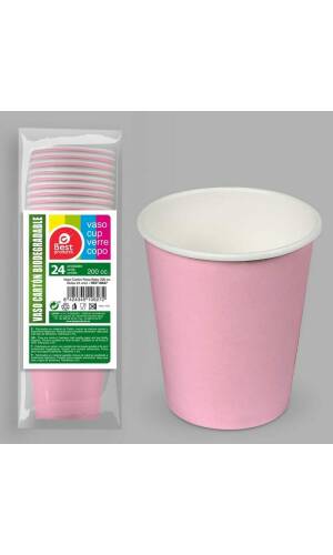 Paper Cups 200ml Pink - 24pk