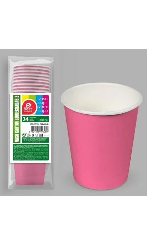 Paper Cups 200ml Fuchsia - 24pk
