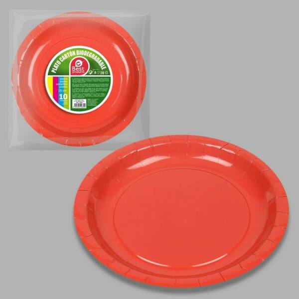 Round Paper Plate 20cm Red - 10pk