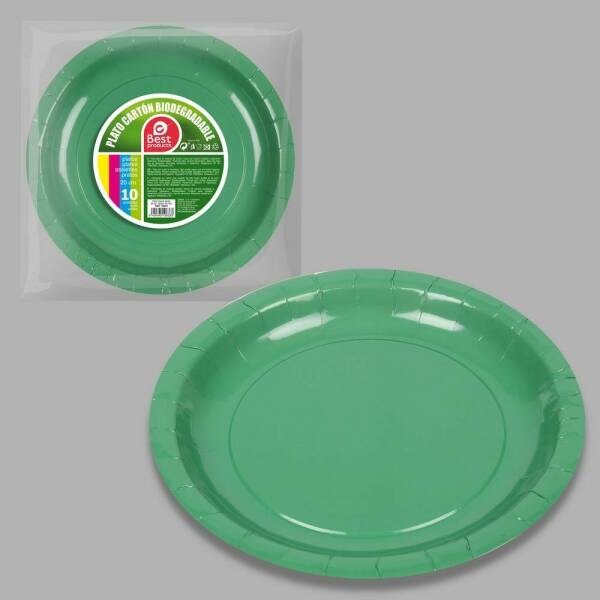 Round Paper Plate 20cm Green - 10pk