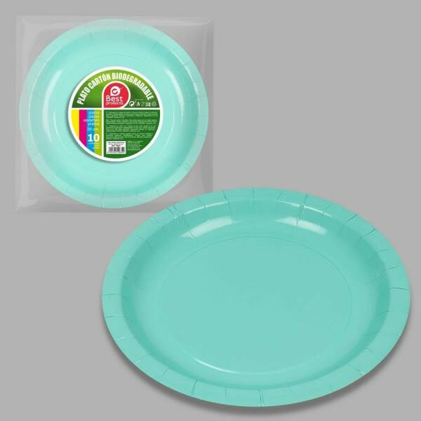 Round Paper Plate 20cm Aquamarine - 10pk