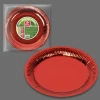 Metallic Red Round Paper Plates 23cm- 10pk