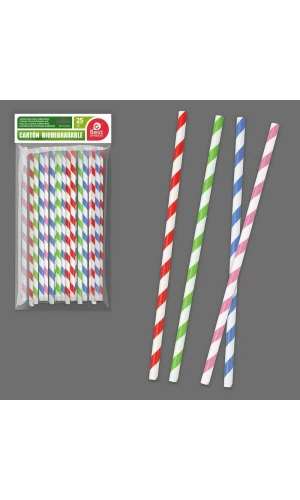 Rainbow Paper Straws 197x6mm - 25pk