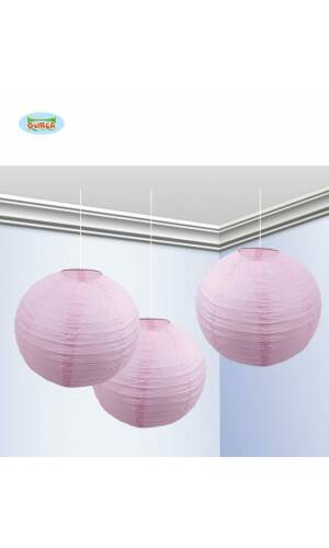 Light Pink Paper Lantern Decorations 25cm - 3pk
