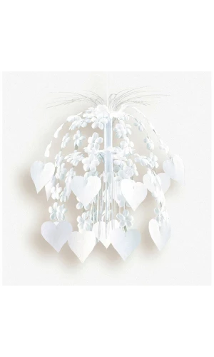 Cascade Hanging Decoration Flowers & Hearts White - 70cm