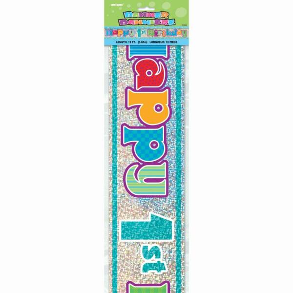 Happy 1st Birthday Prism Banner - 12 ft