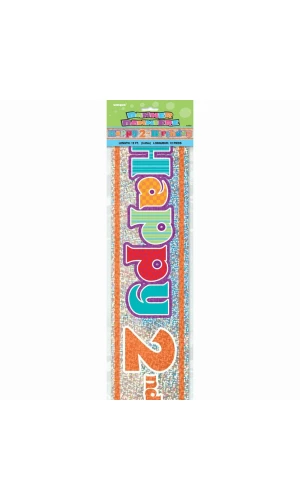 Happy 2nd Birthday Prism Banner - 12 ft