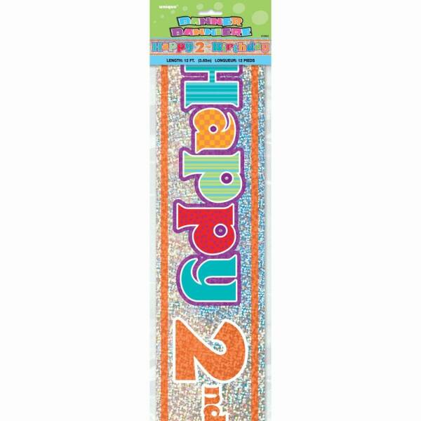 Happy 2nd Birthday Prism Banner - 12 ft