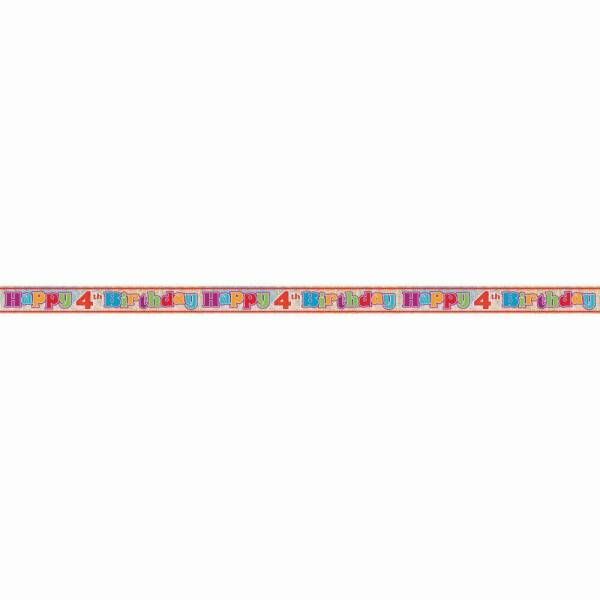 Happy 4th Birthday Prism Banner - 12 ft