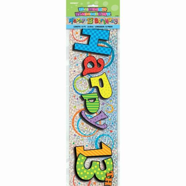 Happy 13th Birthday Prism Banner - 12 ft