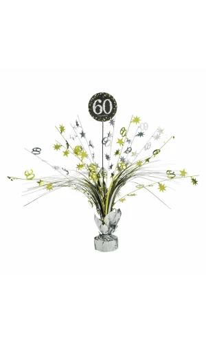 60th Birthday Gold Sparkling Celebration Centerpiece 46cm - 1pk