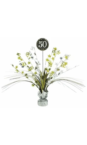 50th Birthday Gold Sparkling Celebration Centerpiece 46cm