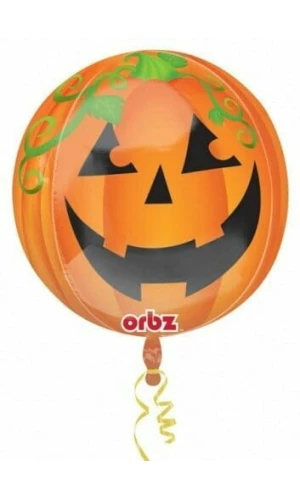 Halloween Pumpkin Orbz Foil Balloon - 15" x 16" (38cm x 40cm)