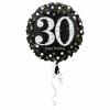 30 Happy Birthday Black Foil Balloon 18'' - 45cm