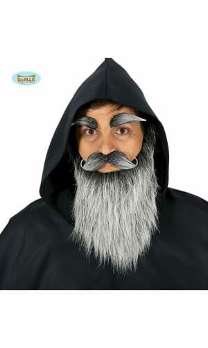 Gray Long Beard With Moustache & Eyebrows