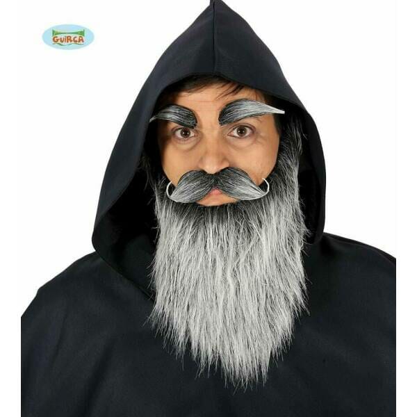 Gray Long Beard With Moustache & Eyebrows