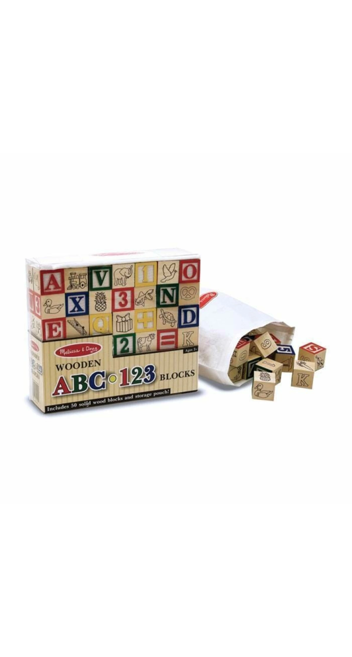Melissa & Doug ABC 123 Wooden Blocks - 51pc