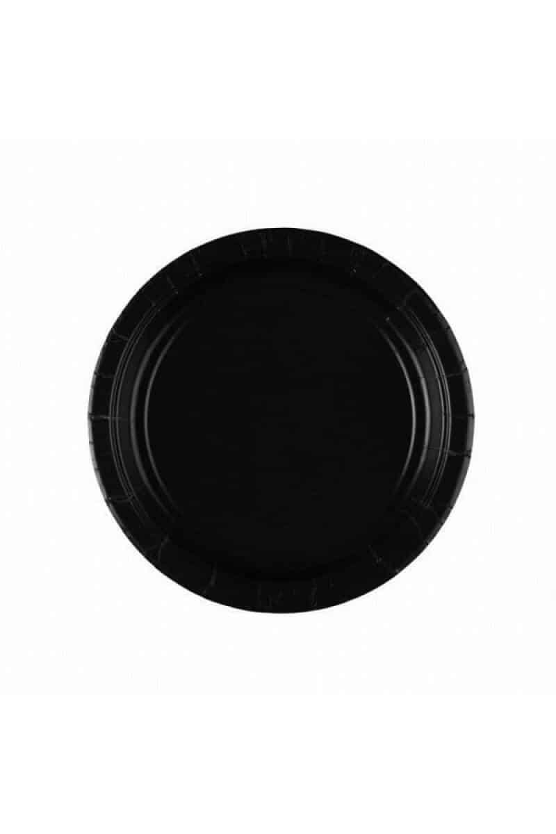 Black - 8 x Paper Plates 17.7 cm