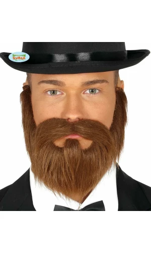 Brown Beard & Moustache With Elastic