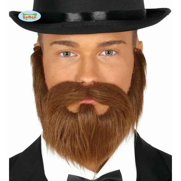 Brown Beard & Moustache With Elastic