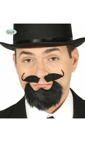 Black Goatee & Noustache With Adhesive - 11964