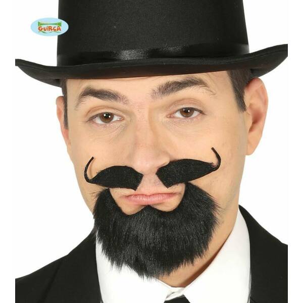 Black Goatee & Noustache With Adhesive - 11964