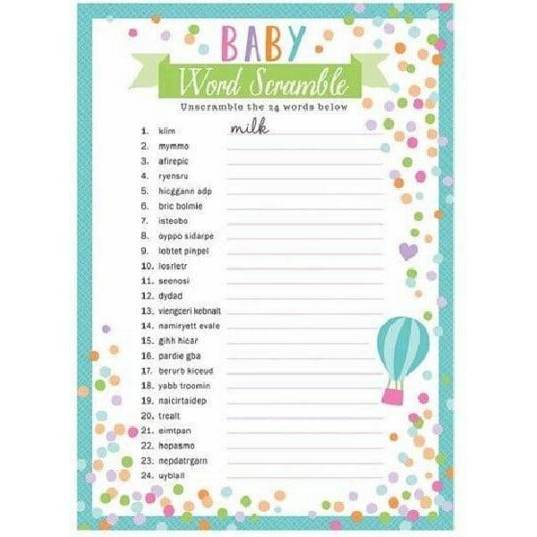 Baby Shower Word Game - 24pc