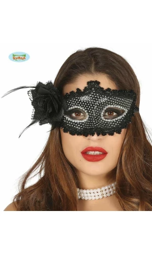 Black Mask With Jewels And Flower