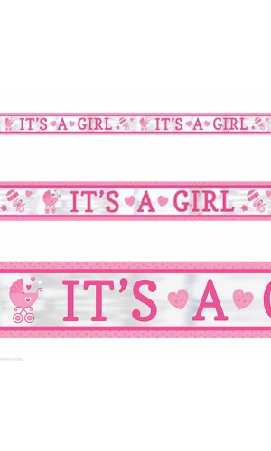Baby Shower 'It's a Girl' Foil Banner - 7.6m
