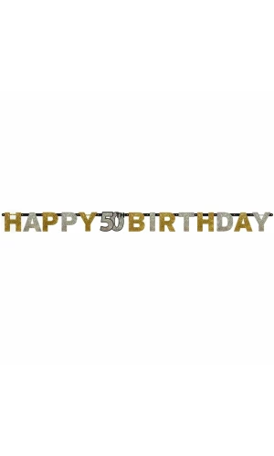 50th Gold Sparkling Celebration Paper Letter Banner - 2.13m